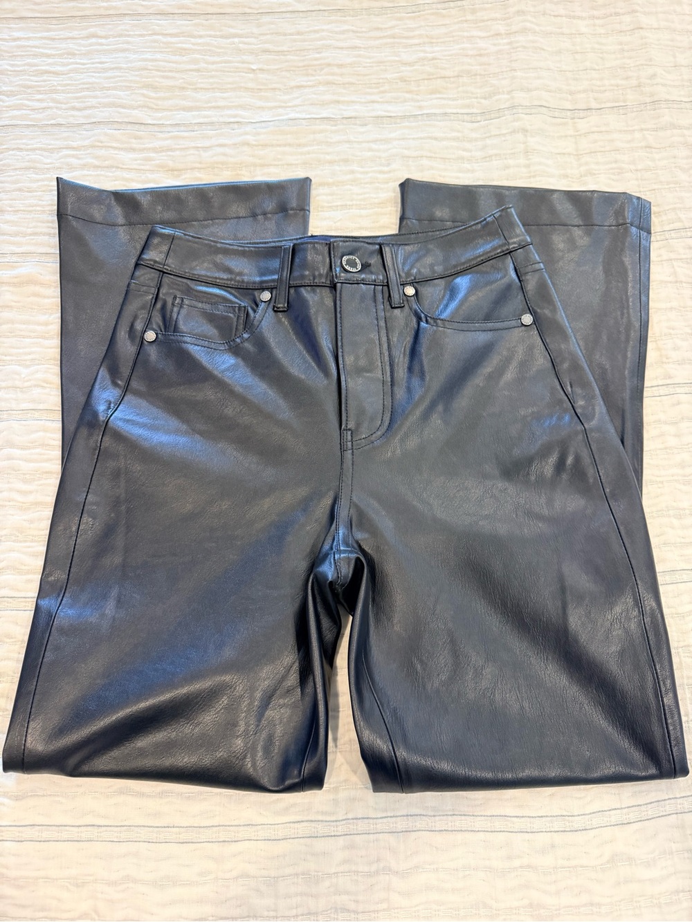 Veronica Beard Carson Ankle Flare Black Faux-Leather Flare Pants - Picture 14 of 14